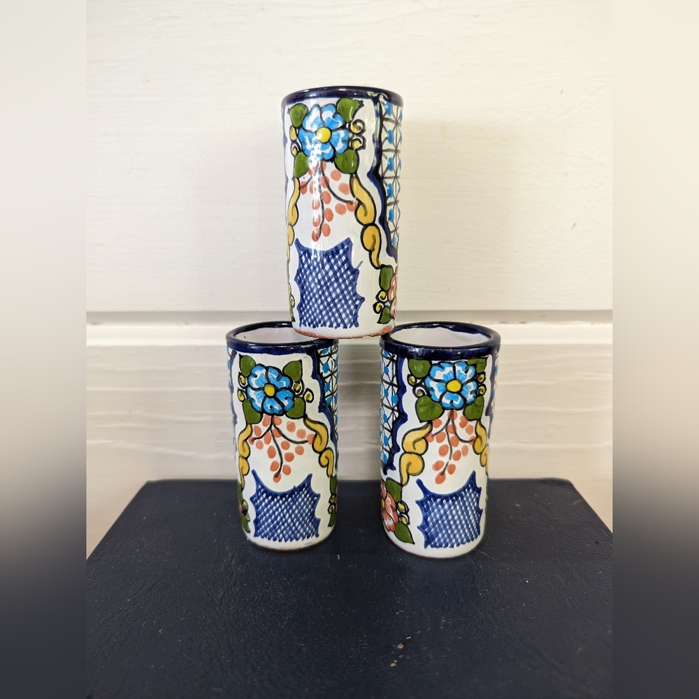 Retro Talavera Pottery Shot Glasses